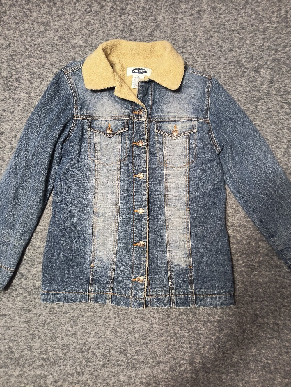 Old Navy fur lined denim jacket, women's medium